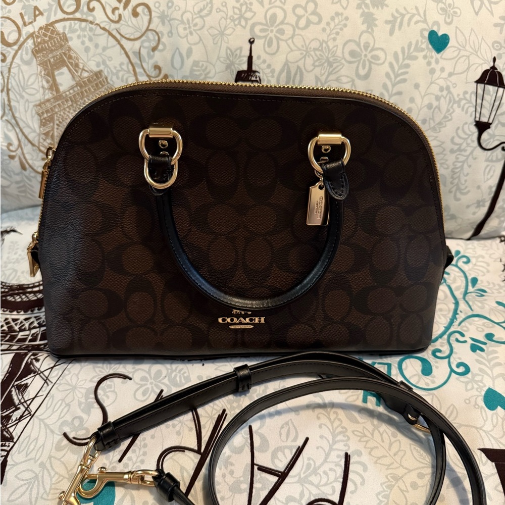 Coach Dark Brown Signature Satchel